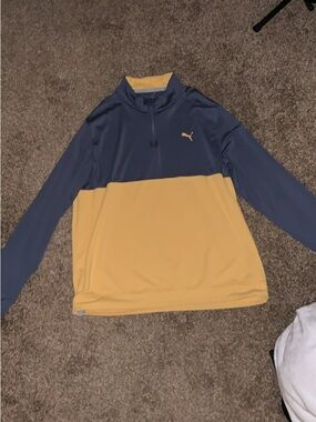 Puma Two-Tone Grey and Yellow Quarter-Zip Pullover